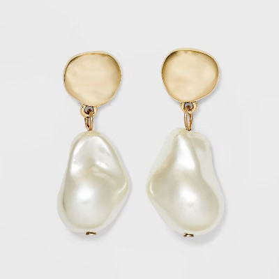 Pearl Drop Earrings - A New Day™ Gold: Glass & Nickel-Free Metal, Post Closure, 1.5" Length, 0.... | Target