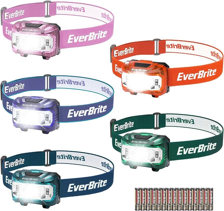 EverBrite Headlamp, 5 Pack Kids Headlamp with Red Light and Memory Function, Head Lamp for Adults... | Amazon (US)