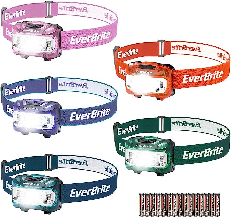 EverBrite Headlamp, 5 Pack Kids Headlamp with Red Light and Memory Function, Head Lamp for Adults... | Amazon (US)