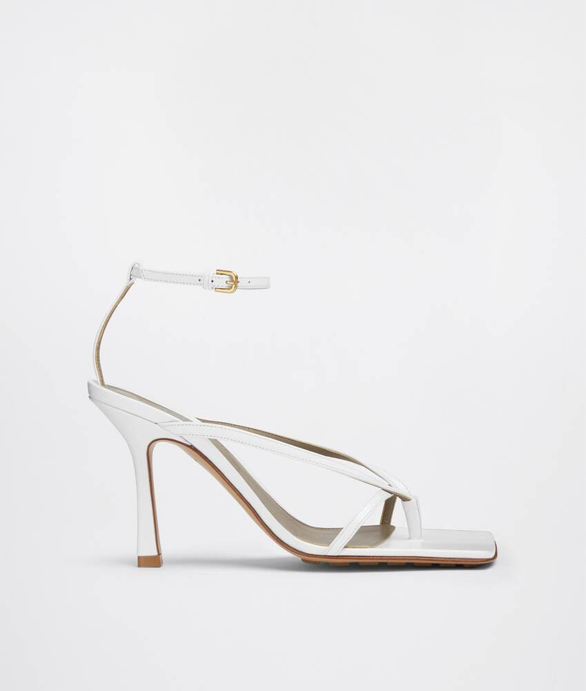 Bottega Veneta® Women's Stretch Strap Sandal in Optic white. Shop online now. | Bottega Veneta