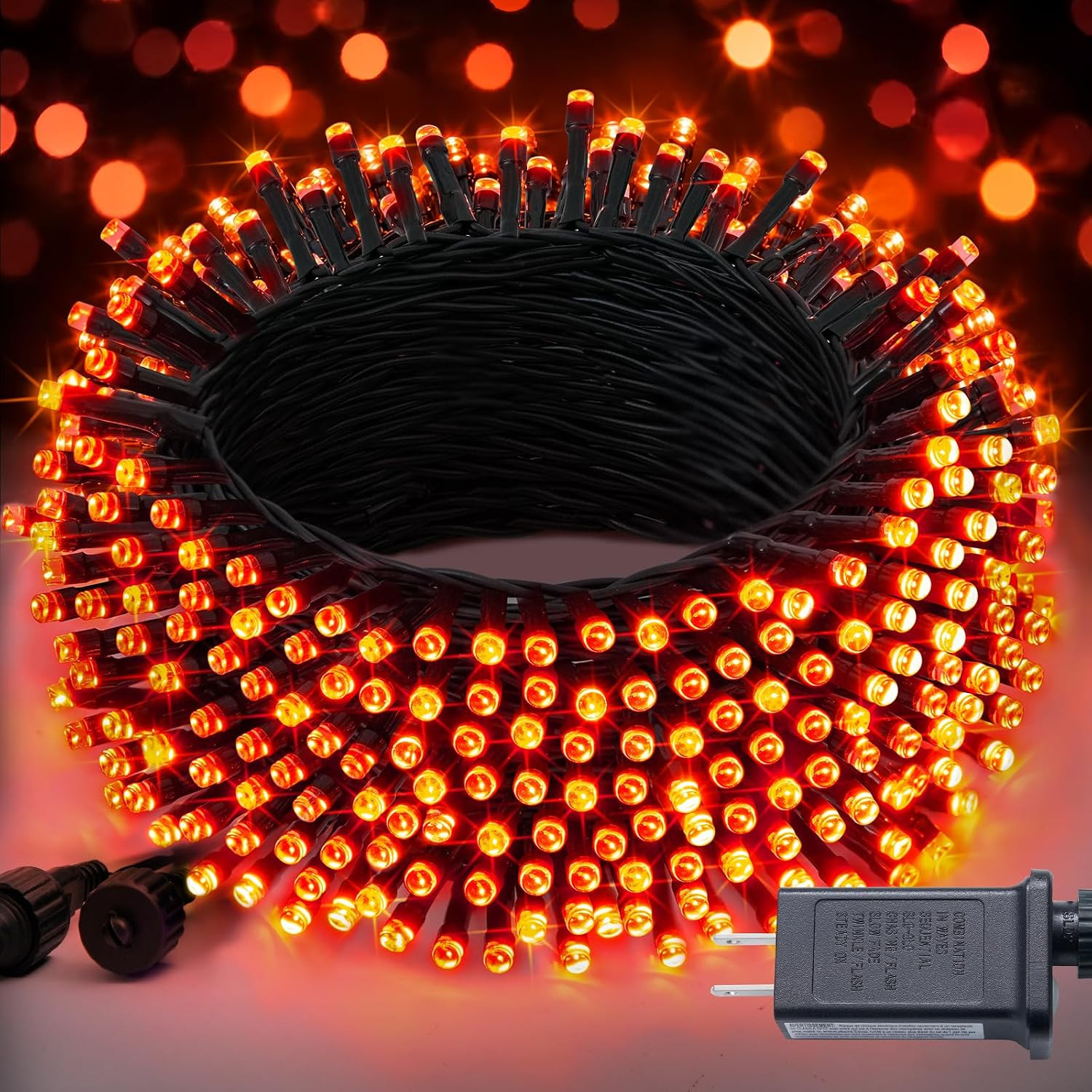 JMEXSUSS Connectable Orange String Lights, 250LED Halloween Lights Plug in | Amazon (US)