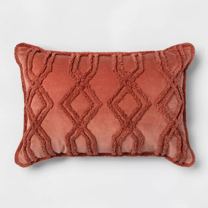 Oblong Velvet Chenille Throw Pillow Rose - Threshold™ | Target