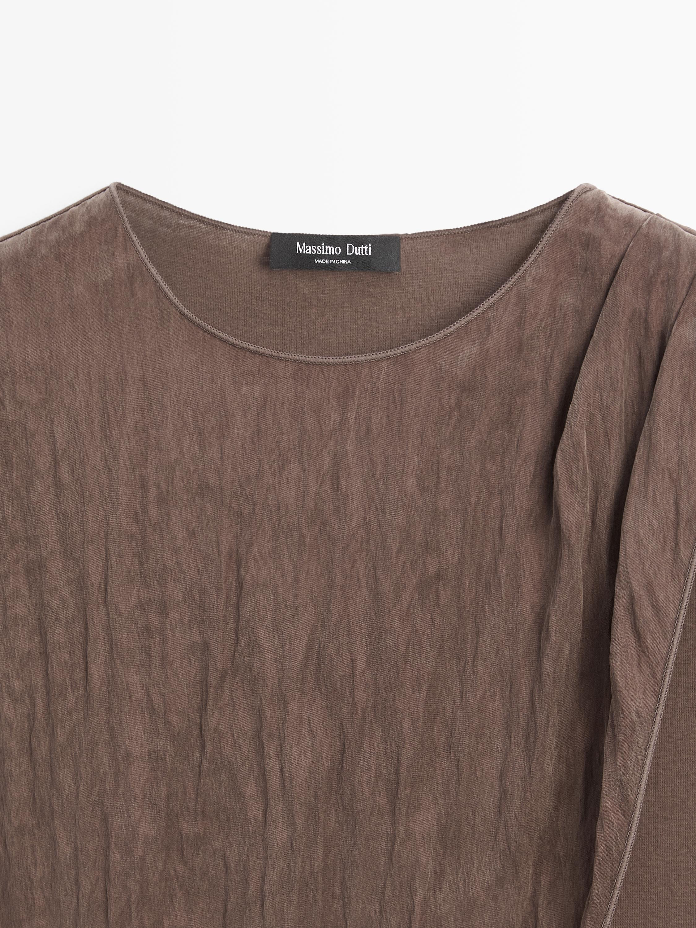 Ruffled top with scarf detail | Massimo Dutti UK