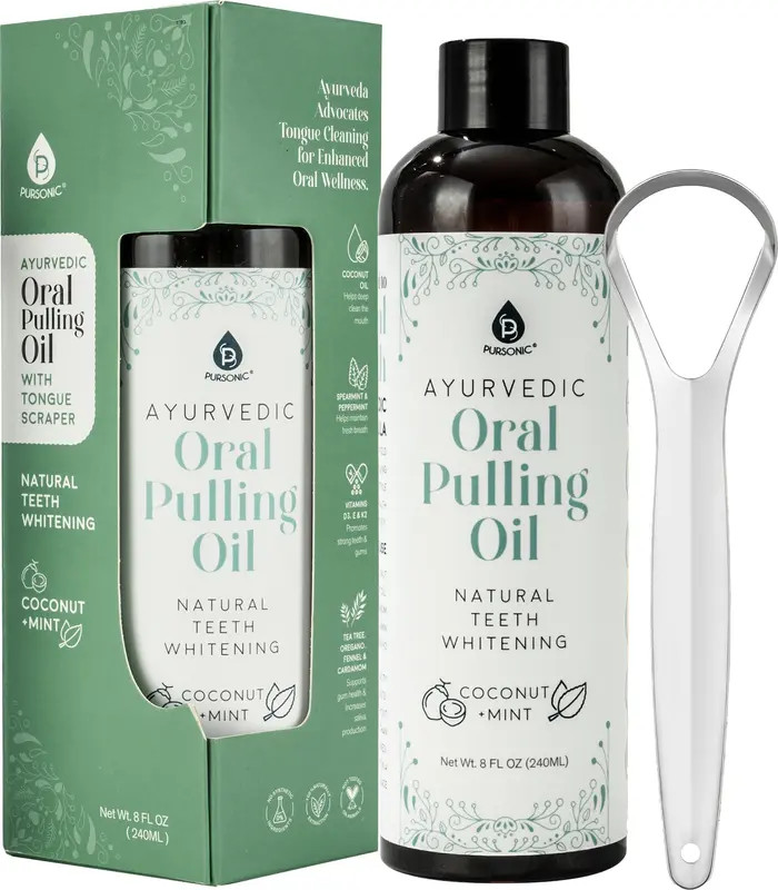 Ayurvedic Oral Pulling Oil with Tongue Scraper | Nordstrom