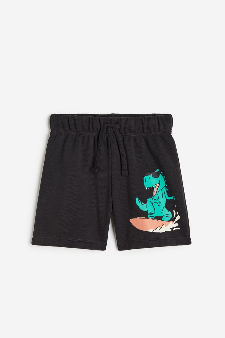Sweatshorts - Regular waist - Knee-length - Black/surfing dinosaur - Kids | H&M US | H&M (US + CA)