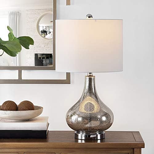 Safavieh Lighting Collection Brooks Silver Glass 24-inch Bedroom Living Room Home Office Desk Nig... | Amazon (US)