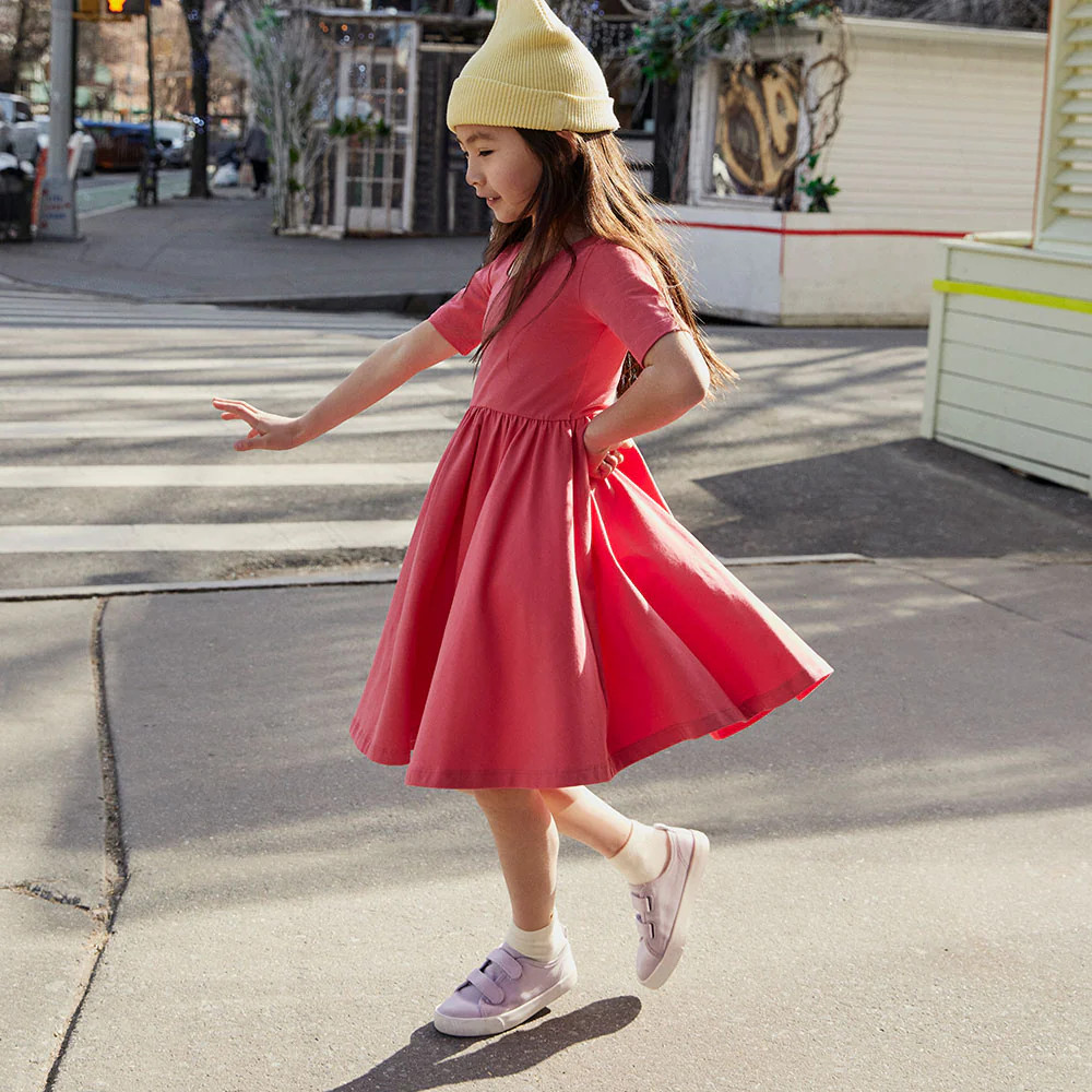 THE SHORT SLEEVE BALLET DRESS IN RASPBERRY | Alice + Ames