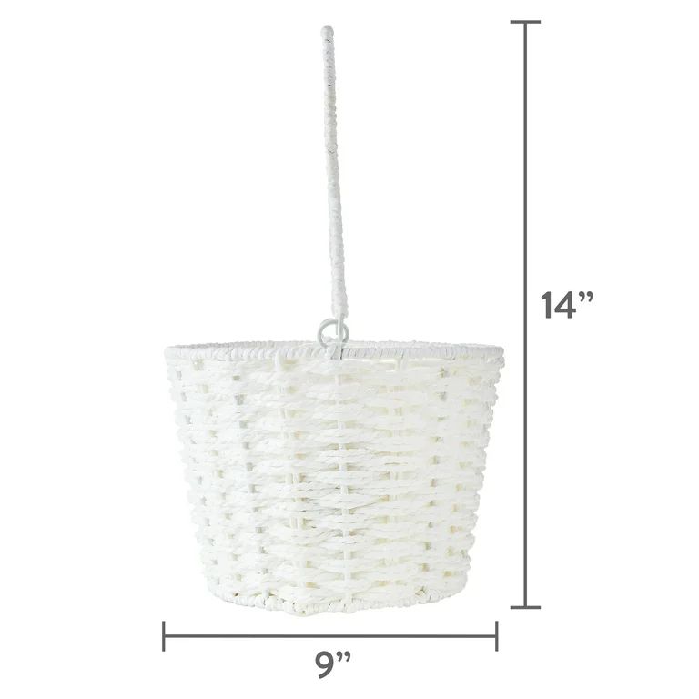 Medium Round White Paper Rope Easter Basket with Bunny Ears by Way To Celebrate - Walmart.com | Walmart (US)