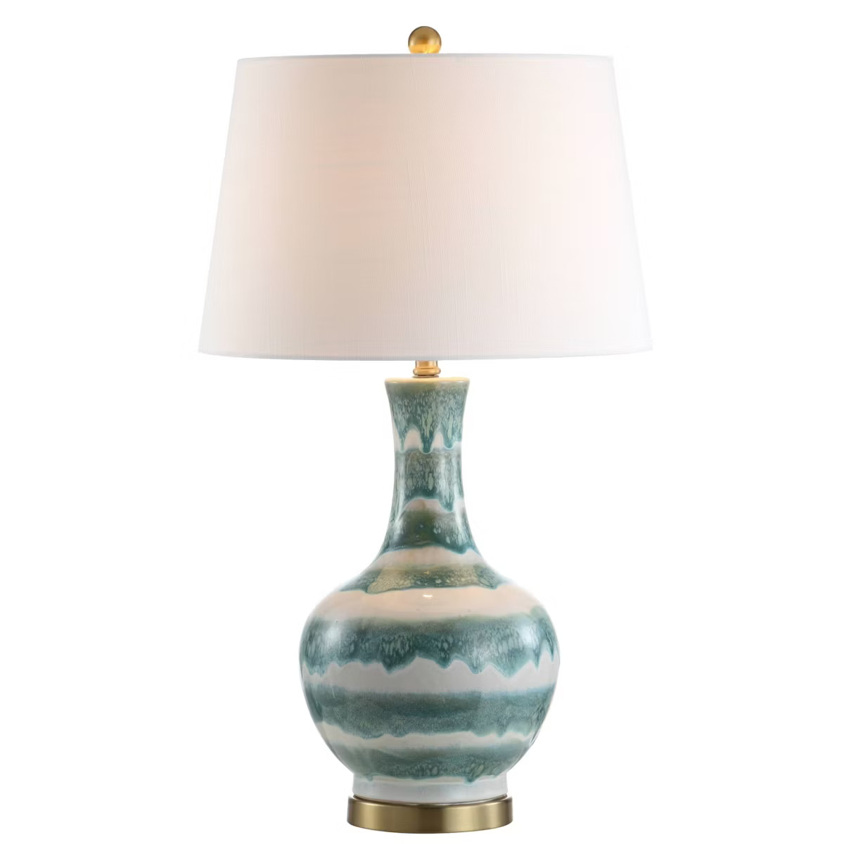 30.5" Ceramic/Metal Tucker Striped Table Lamp with Linen Shade, LED Bulb Included - JONATHAN Y | Target