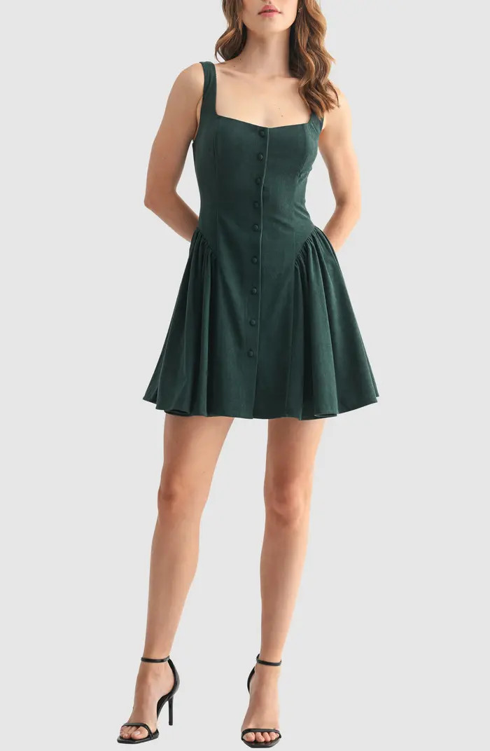 Lush Corduroy Button Flare Minidress | Nordstromrack | Nordstrom Rack