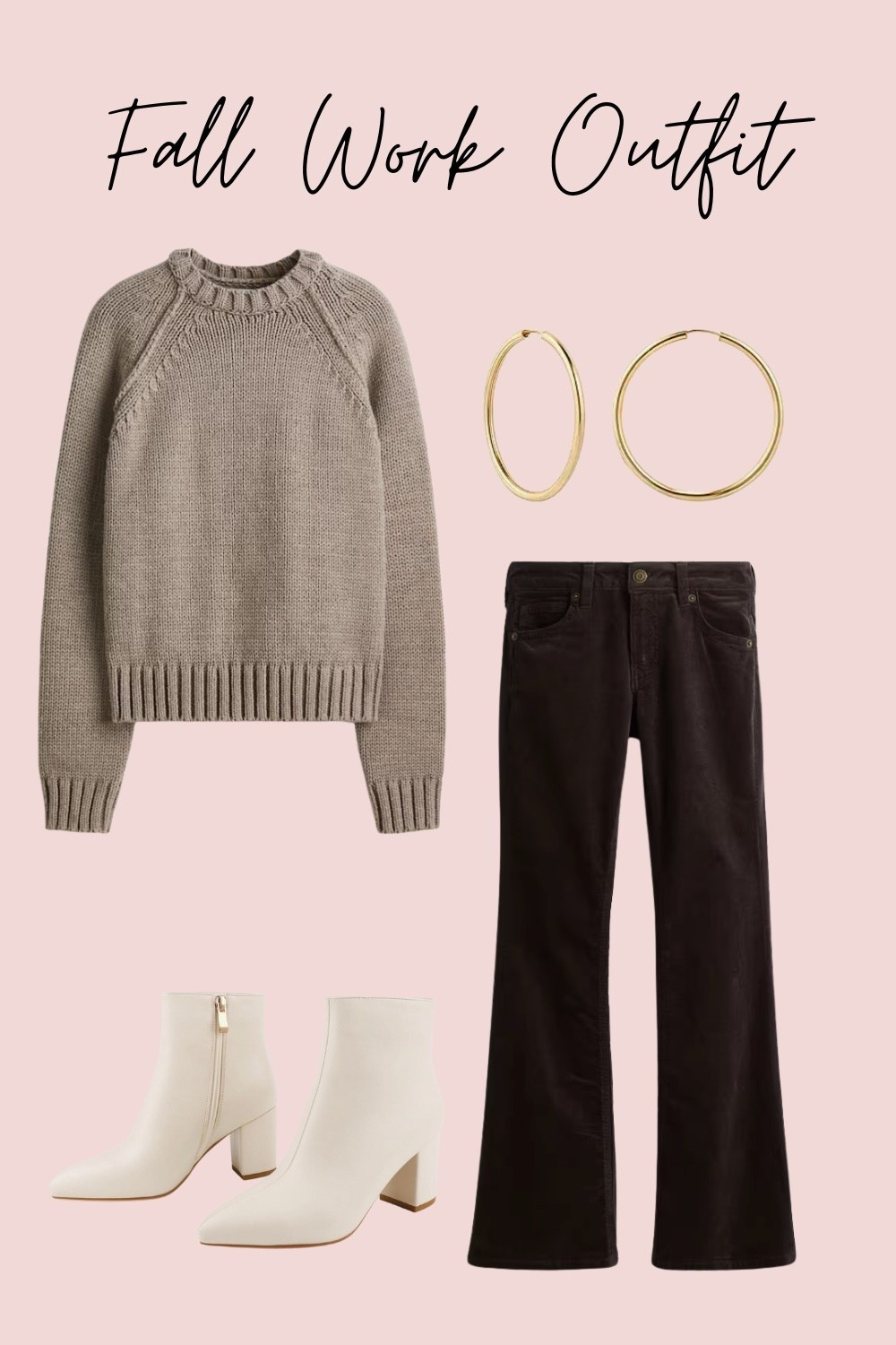 Fall wear. Fall Fashion. Fall Fashion. Fashion. Fall Outfit. Boots. Sweater. Slacks. Work outfit. Booties. Ankle boots. Accessories. Earrings. Chain. 

#LTKootd #LTKSeasonal #LTKgrwm