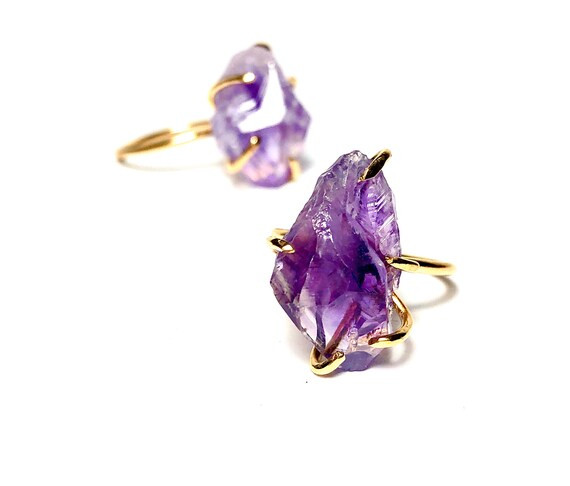 Raw Amethyst ring: Raw Crystal Ring, Amethyst Crystal Ring Bohemian Ring Raw Stone Ring Amethyst ... | Etsy (US)
