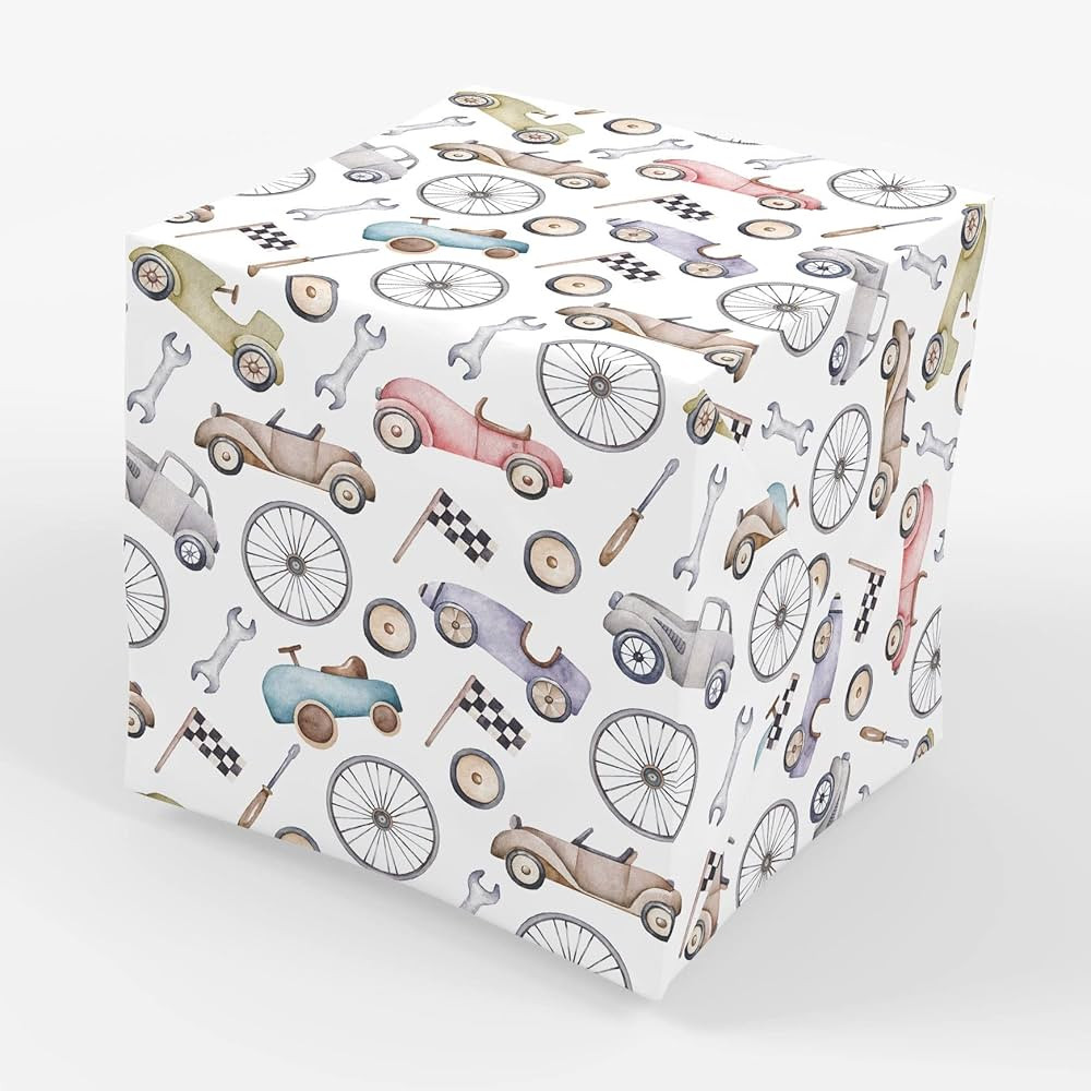 Stesha Party Race Car Birthday Gift Wrapping Paper - Folded Flat 30 x 20 Inch - 3 Sheets | Amazon (US)