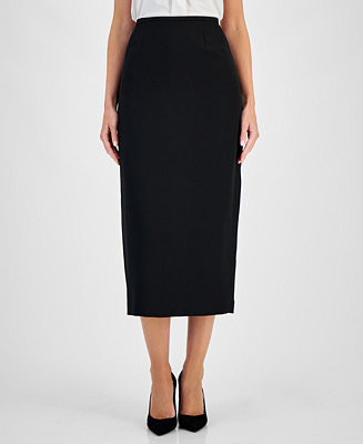 Women's Stretch Crepe Column Midi Skirt | Macy's