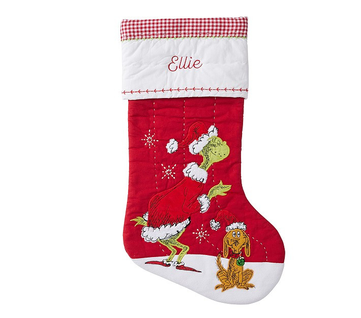 Dr. Seuss's The Grinch Max Quilted Christmas Stocking | Pottery Barn Kids