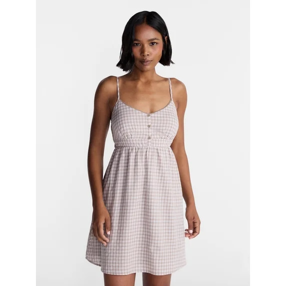 No Boundaries Button Front Mini Dress, Women's XXS-XXL | Walmart (US)