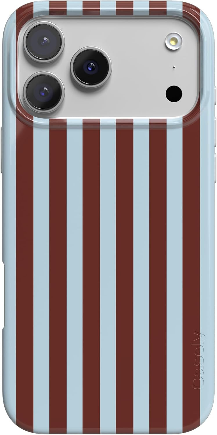 Casely iPhone 17 Pro Max Case | Sunday in Brooklyn | Chocolate Blue Stripes | Compatible with MagSafe | Classic Ultra Slim Design | Amazon (US)