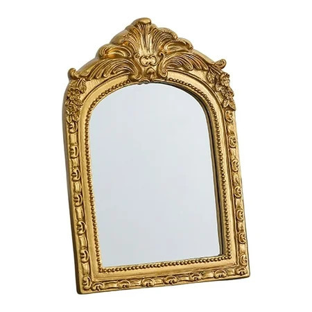 Vintage Vanity Mirror Tabletop Desk Makeup Mirror Resin Glass Ornate Gold for Dressing Room Salon Wedding Parties | Walmart (US)