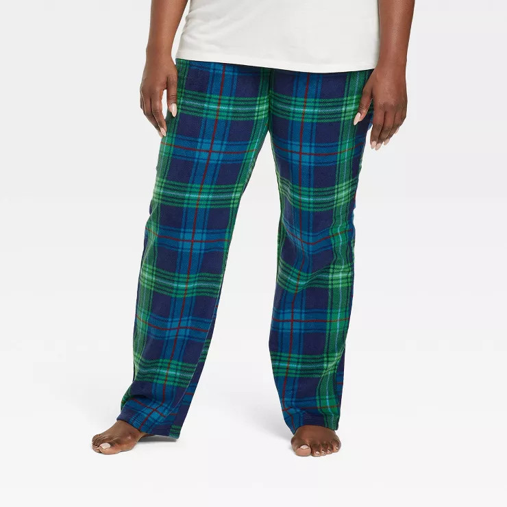 Women's Holiday Tartan Plaid Fleece Matching Family Pajama Pants - Wondershop™ Blue | Target