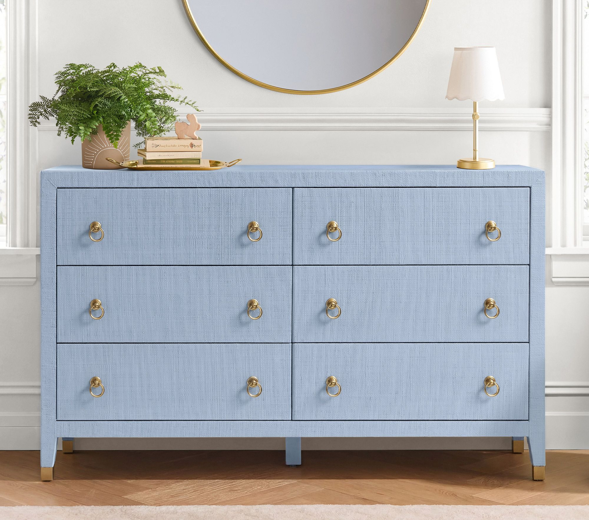 AERIN Raffia 6-Drawer Dresser (56w x 19d") | Pottery Barn Kids