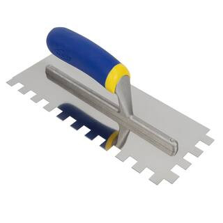 QEP 1/2 in. x 1/2 in. x 1/2 in. Comfort Grip Stainless Steel Square-Notch Flooring Trowel-49919 -... | The Home Depot