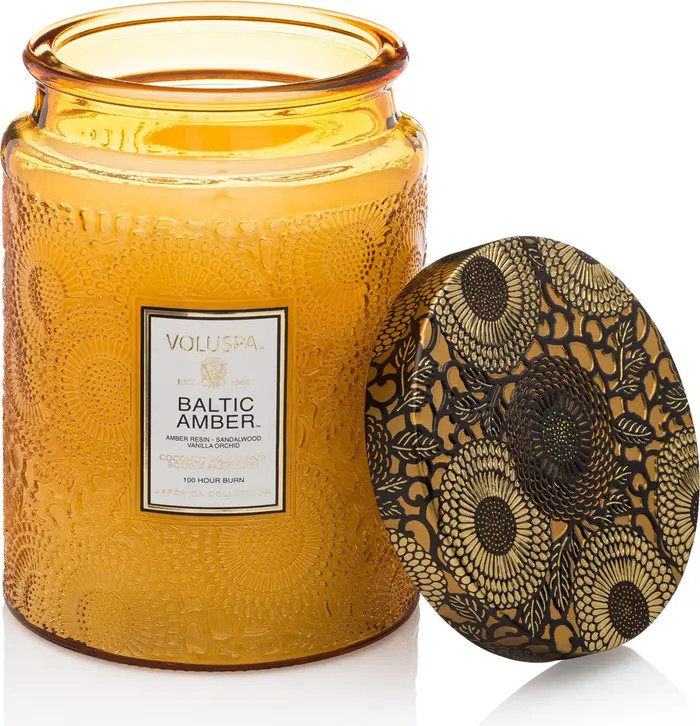 Voluspa Baltic Amber Large Embossed Glass Jar Candle | Nordstrom | Nordstrom