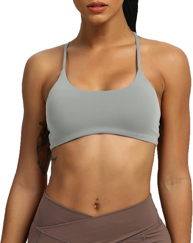 Aoxjox Women's Workout Sports Bras Fitness Backless Padded Ivy Low Impact Bra Yoga Crop Tank Top | Amazon (US)