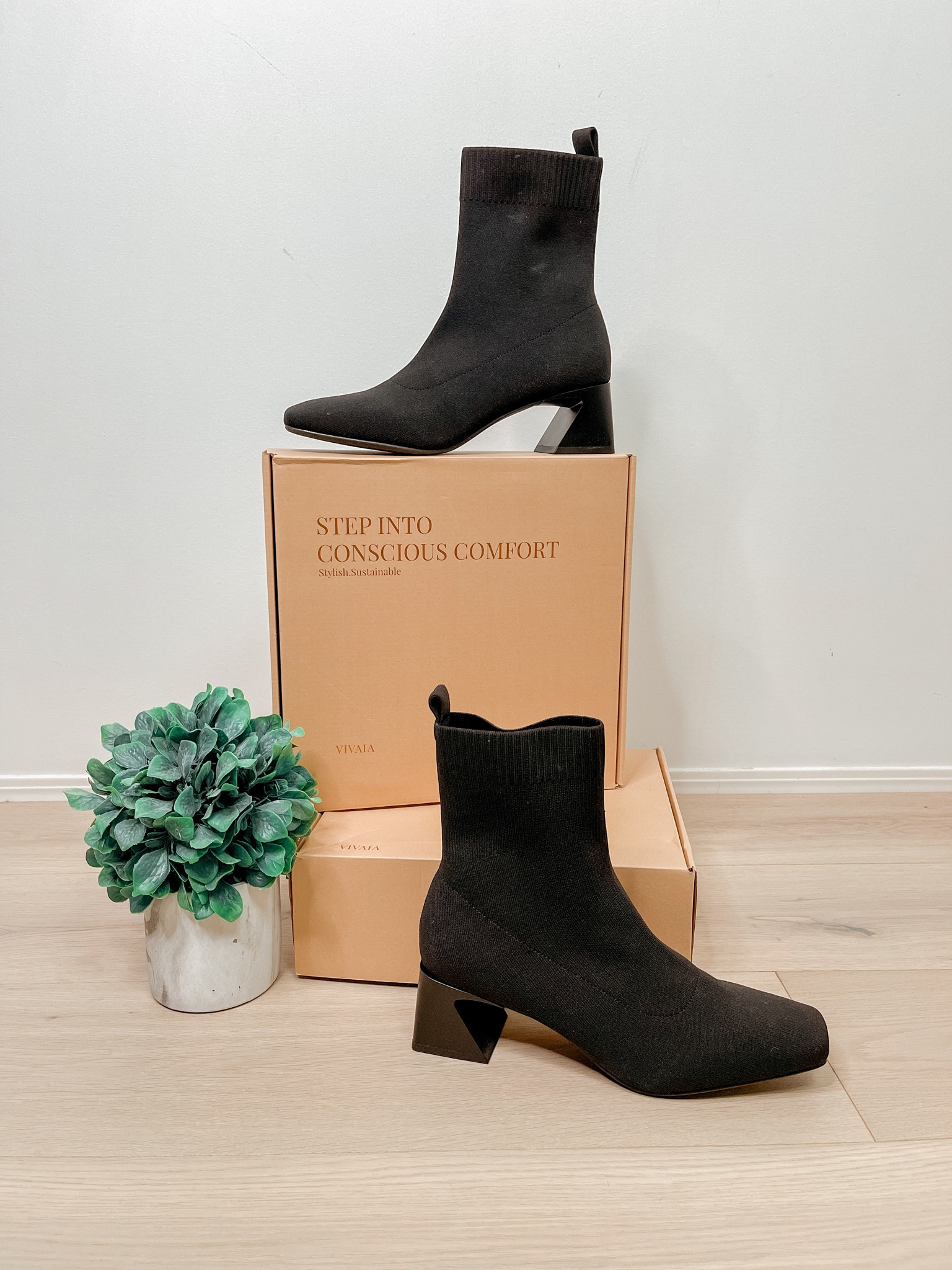 Sustainable shoes and boots from VIVAIA 
Comfortable, stylish and water resistant! Use my code: vlove 
Black ankle boots | sock boots 

#LTKshoecrush #LTKstyletip #LTKSeasonal