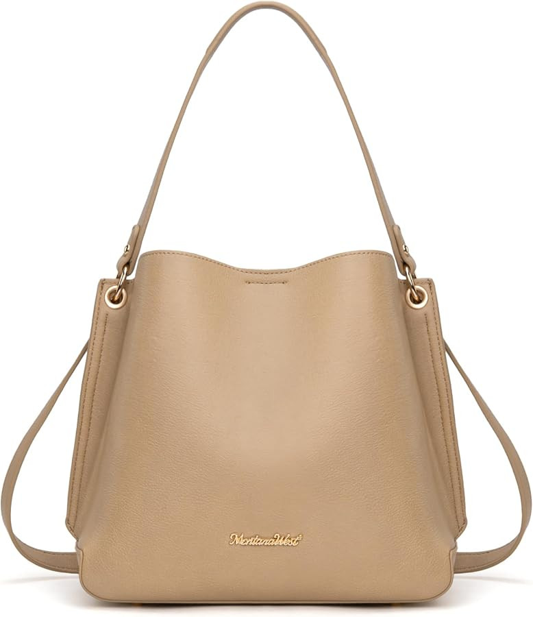 Montana West Medium Hobo Purse for Women Bucket Shoulder Bag with Crossbody Strap | Amazon (US)