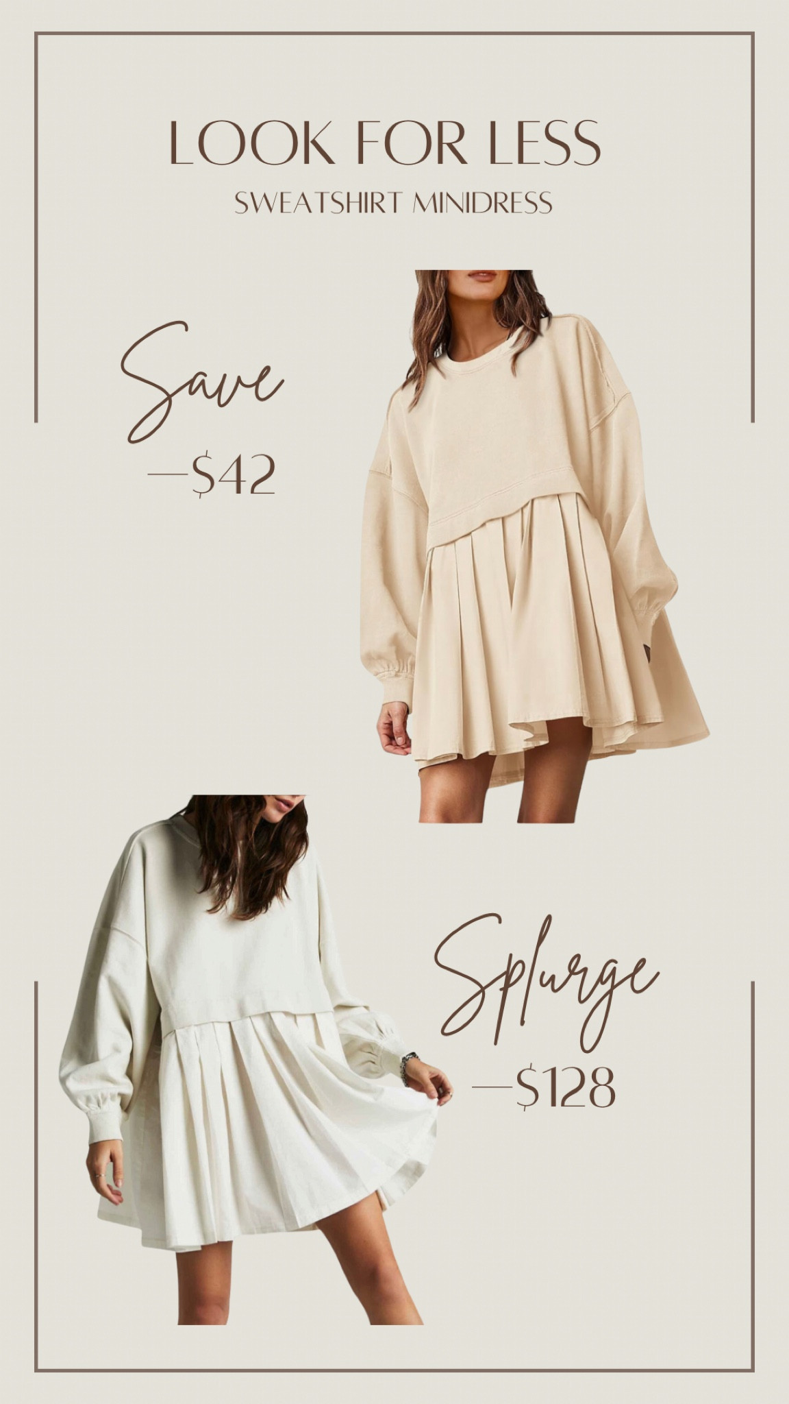 Look for Less!  Sweatshirt Minidress 

#LTKfindsunder50 #LTKstyletip #LTKworkwear