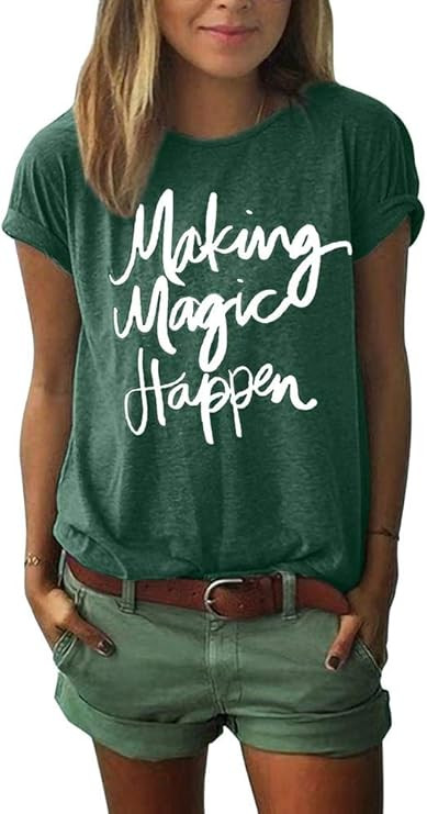 ZAWAPEMIA Making Magic Happen Shirt Women Short Sleeve Cute Funny Vacation Tee T-Shirt | Amazon (US)