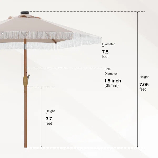 Oshiro 90'' Lighted Market Umbrella with Crank Lift | Wayfair North America