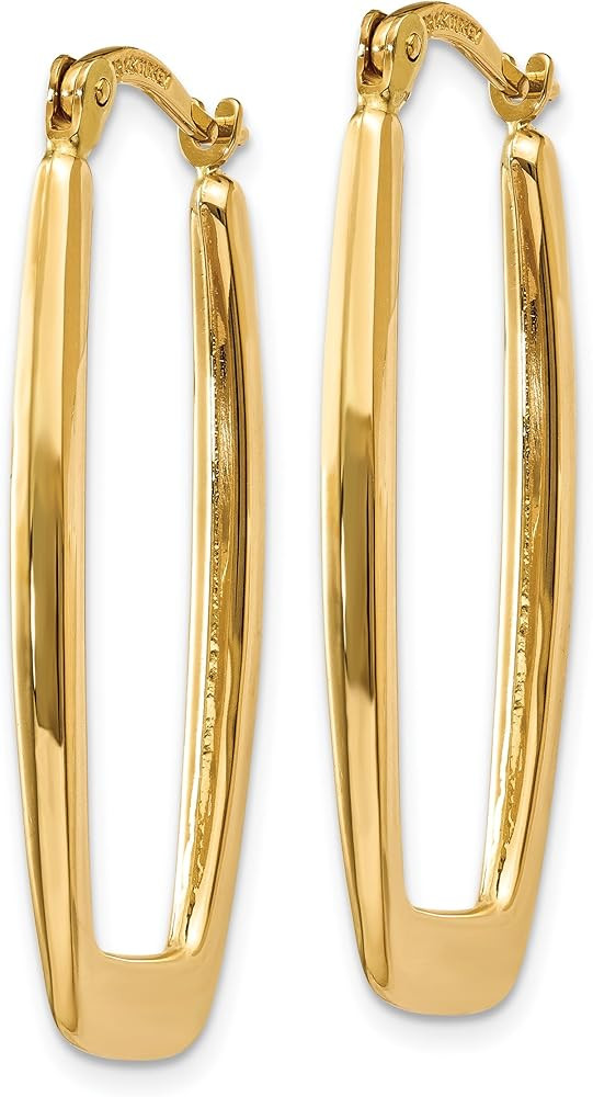 14K Yellow Gold 2.25mm Rectangle Hoop Earrings | Amazon (US)