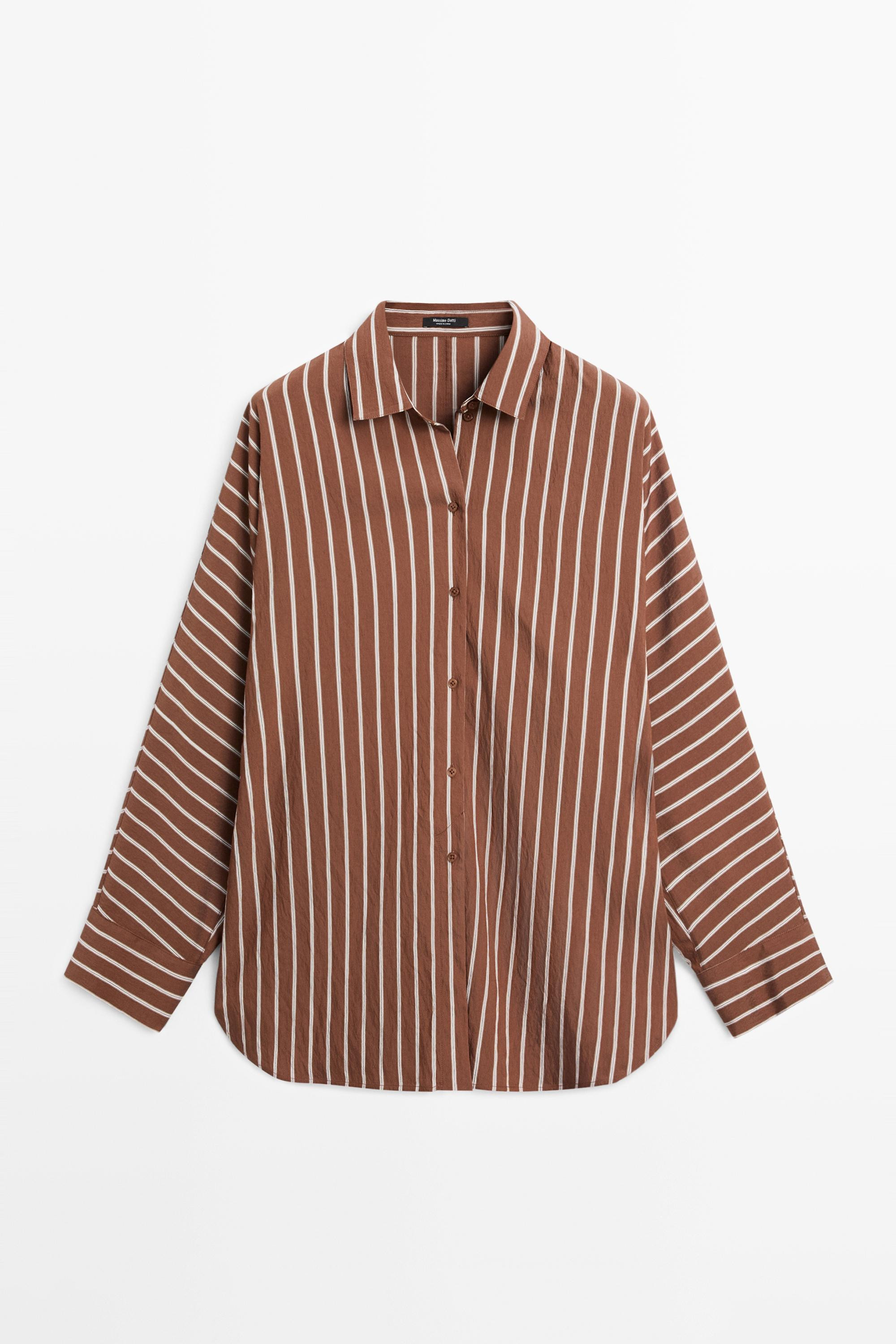 Chemisier fluide rayé manches chauve-souris | Massimo Dutti FR