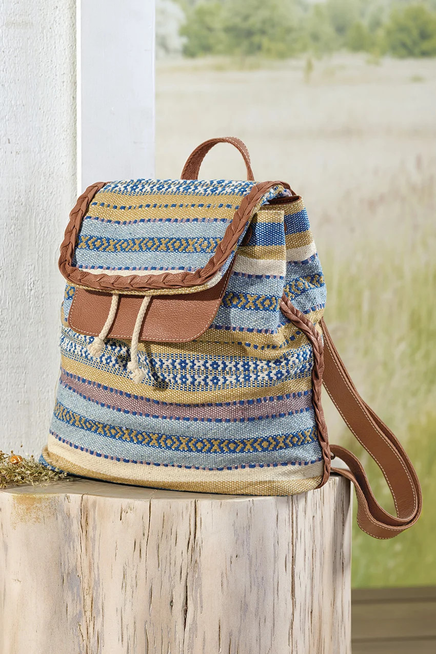 Woven Striped Backpack | Coldwater Creek