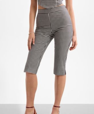 GUESS Women's Marilyn Vichy Mid-Rise Capris - Macy's | Macy's