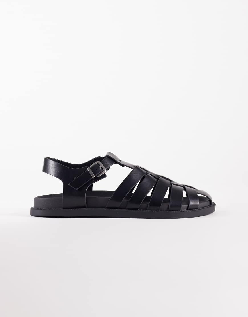 ASOS DESIGN fisherman sandals with buckle detailing in black | ASOS (Global)