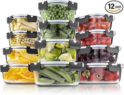 FineDine Superior Glass Food Storage Container - Newly Innovated Hinged BPA-free Locking lids - 1... | Amazon (US)
