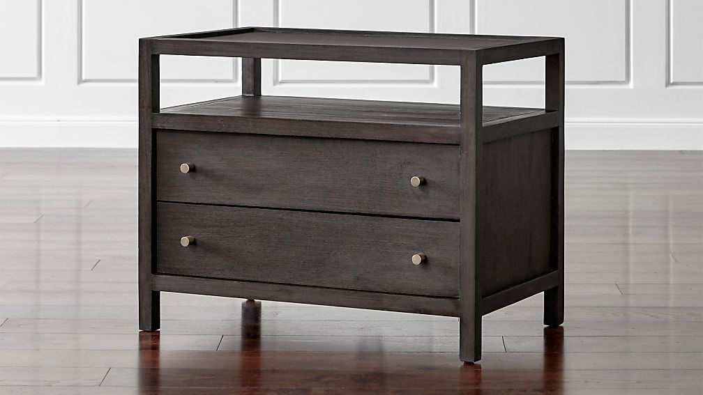 Keane Wenge Solid Wood Charging Nightstand + Reviews | Crate and Barrel | Crate & Barrel