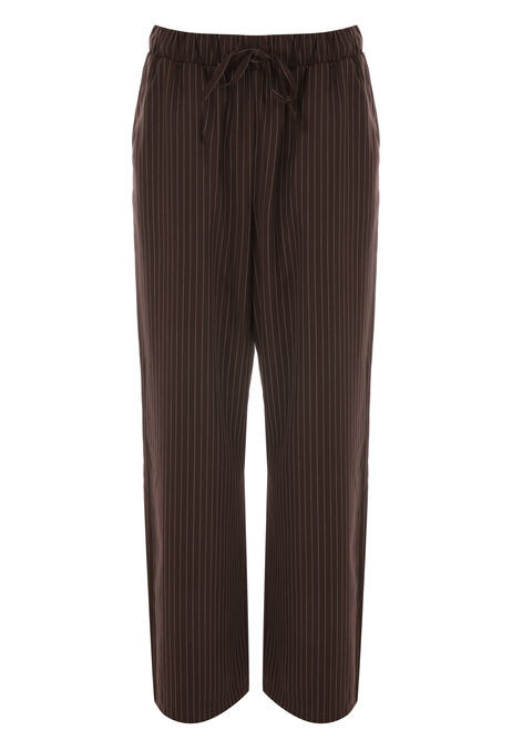 Womens Chocolate Brown Stripe Wide Leg Trousers | Peacocks