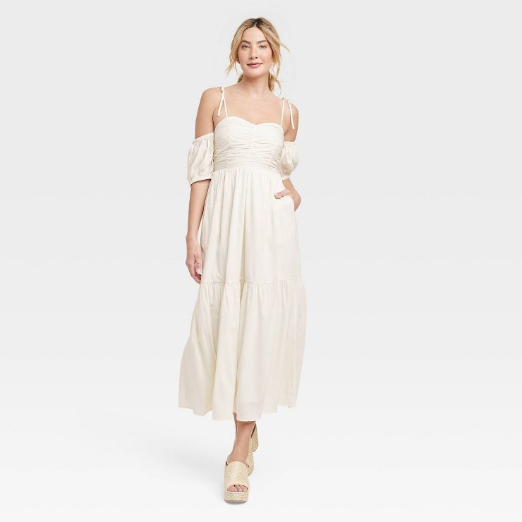 Women's Puff Short Sleeve A-Line Dress - Universal Thread™ White | Target