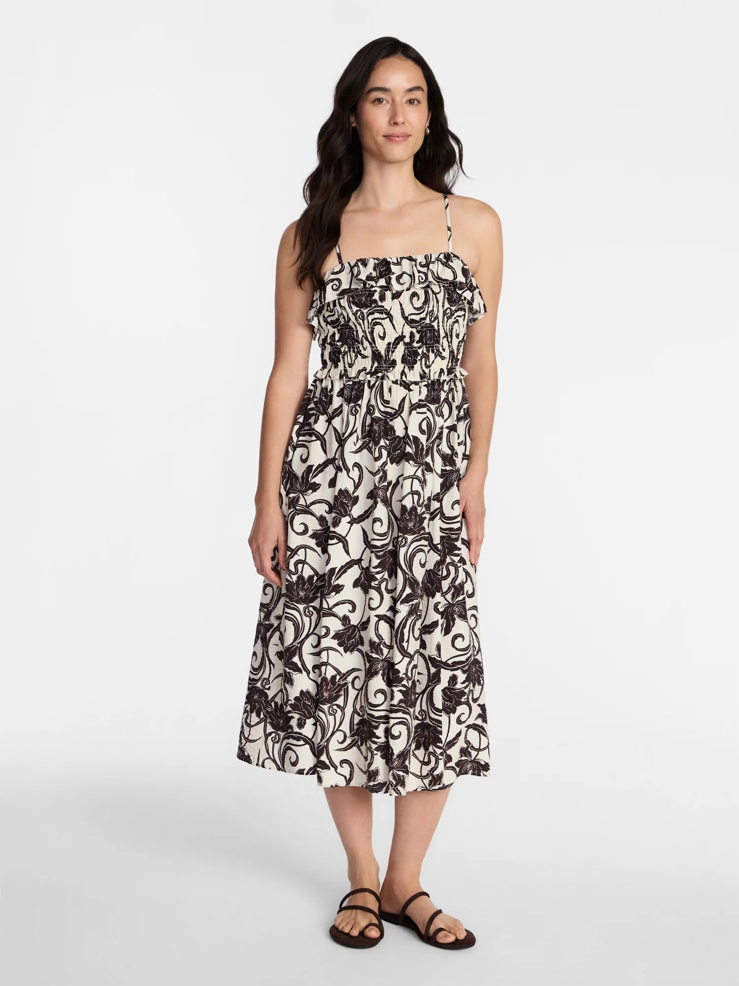 Time and Tru Women's Sleeveless Smocked Midi Dress, Sizes XS-XXXL | Walmart (US)