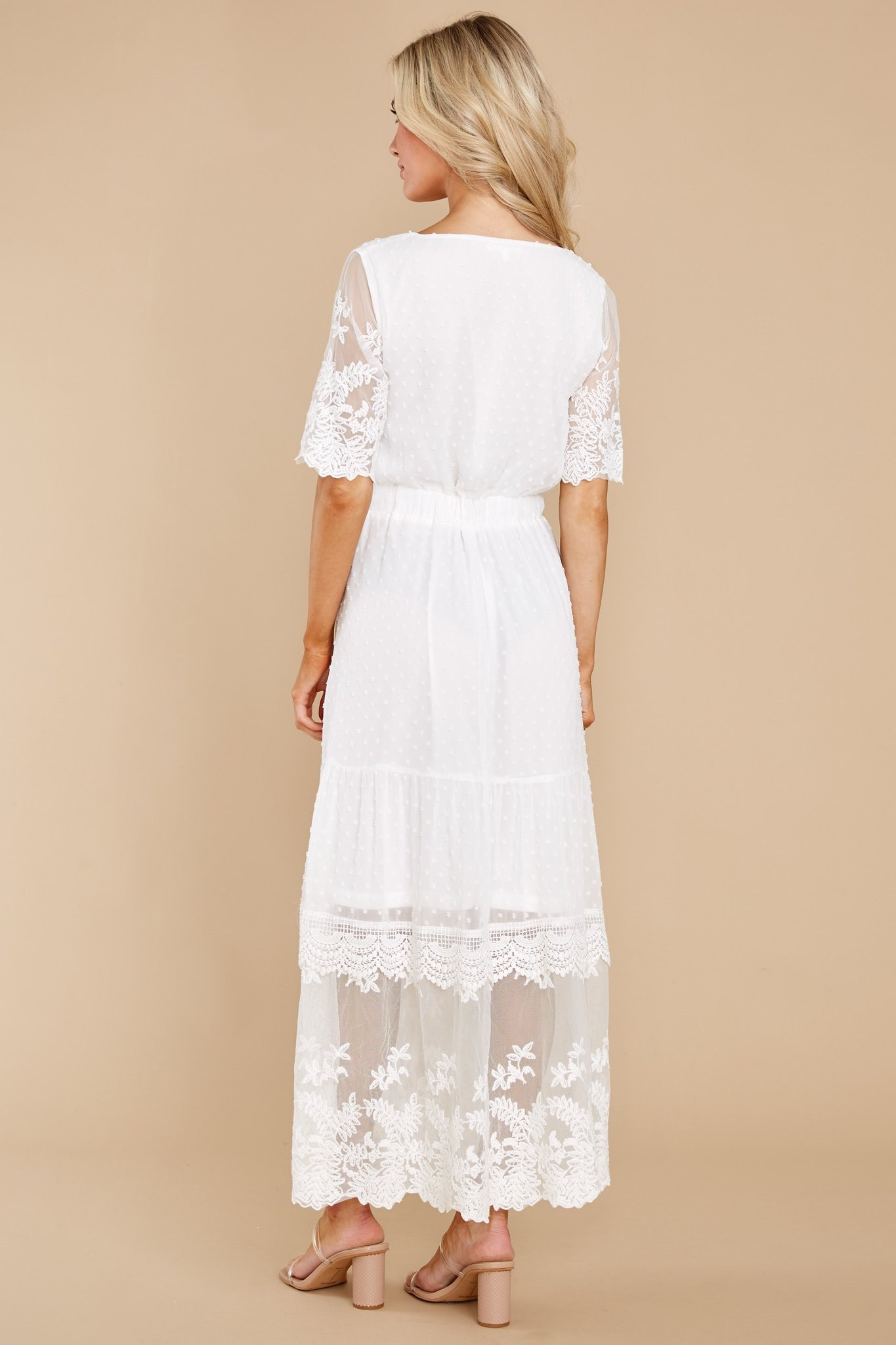 Blissfully Nostalgic White Maxi Dress | Red Dress 