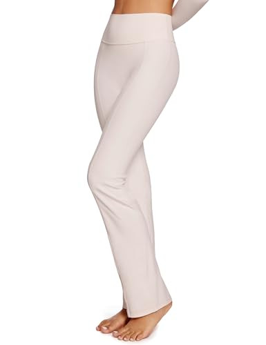INGIA High Waist Mini Flared Leggings for Women 31" Bootcut Tummy Control Casual Lounge Yoga Pants Coconut White X-Large | Amazon (US)