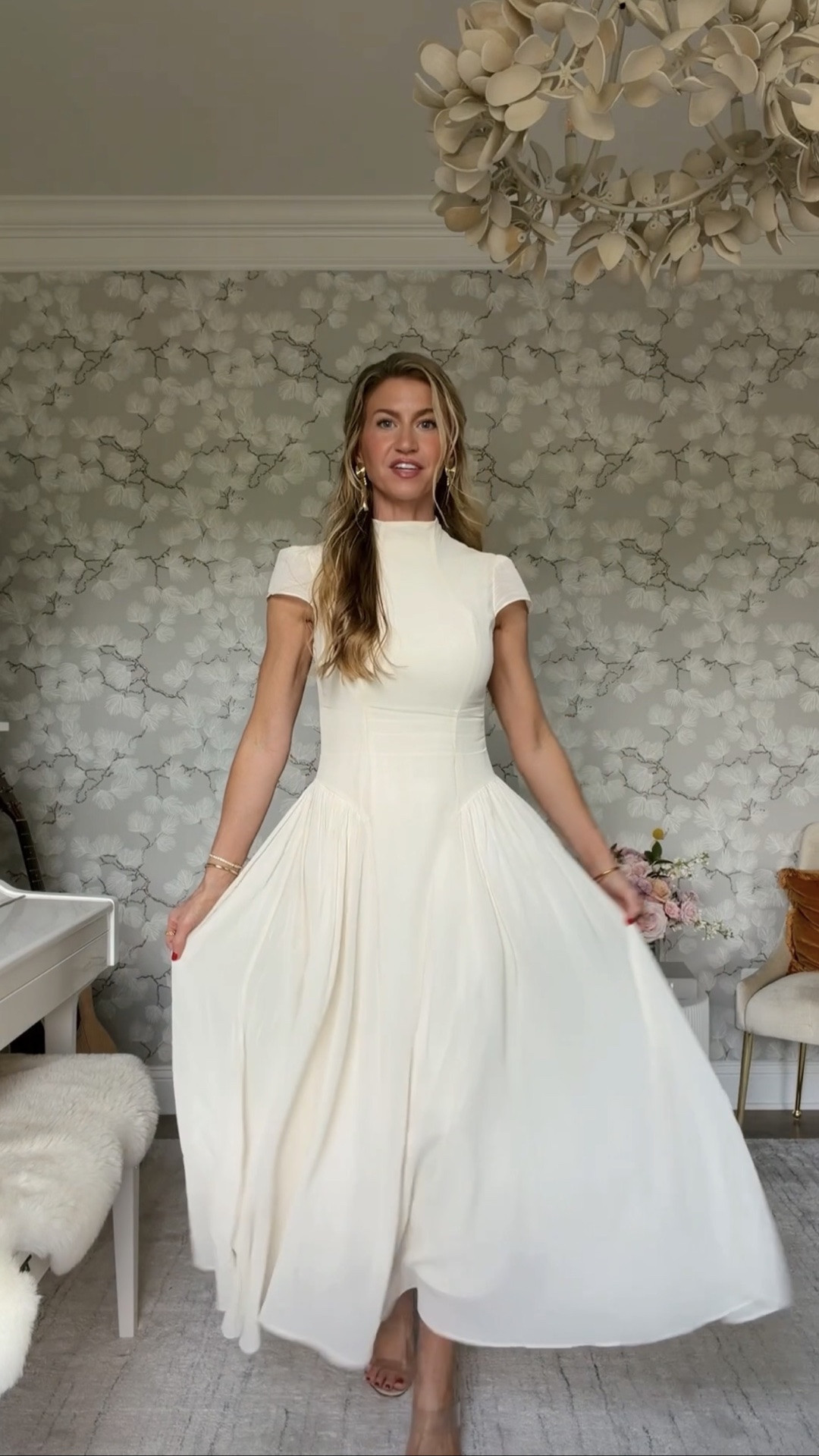 The most perfect cream dress. Runs TTS, wearing a 2

My Santal 33 perfume is currently on sale during the #nsale! 

Invisible heels: TTS

Gold tassel earrings.

#LTKootd #LTKgrwm #LTKWedding