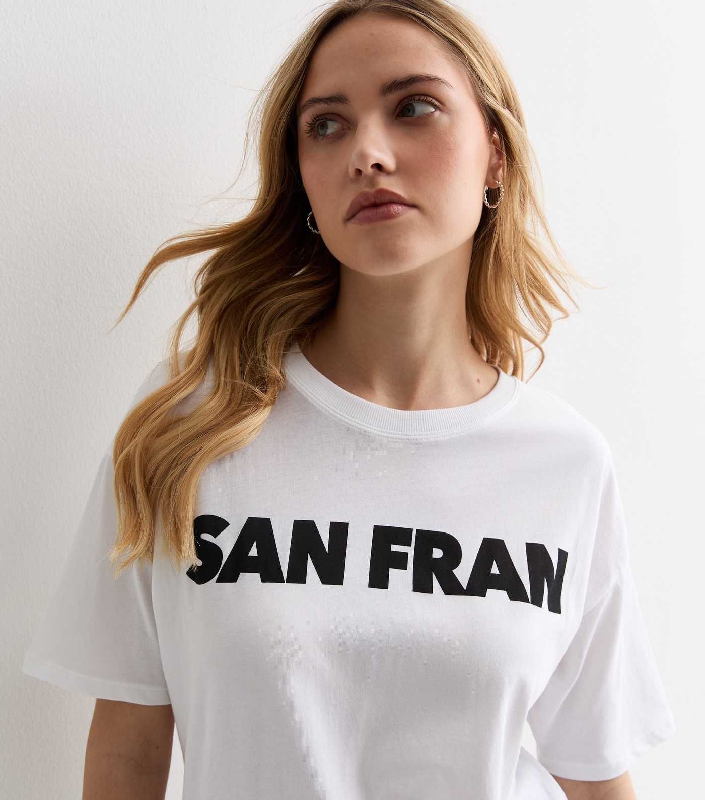 White Cotton San Fran Logo Oversized T-Shirt | New Look | New Look (UK)