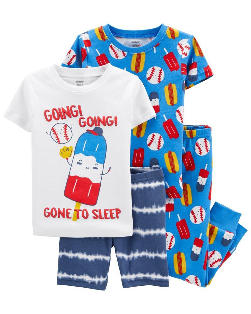 4-Piece Baseball 100% Snug Fit Cotton PJs | Carter's