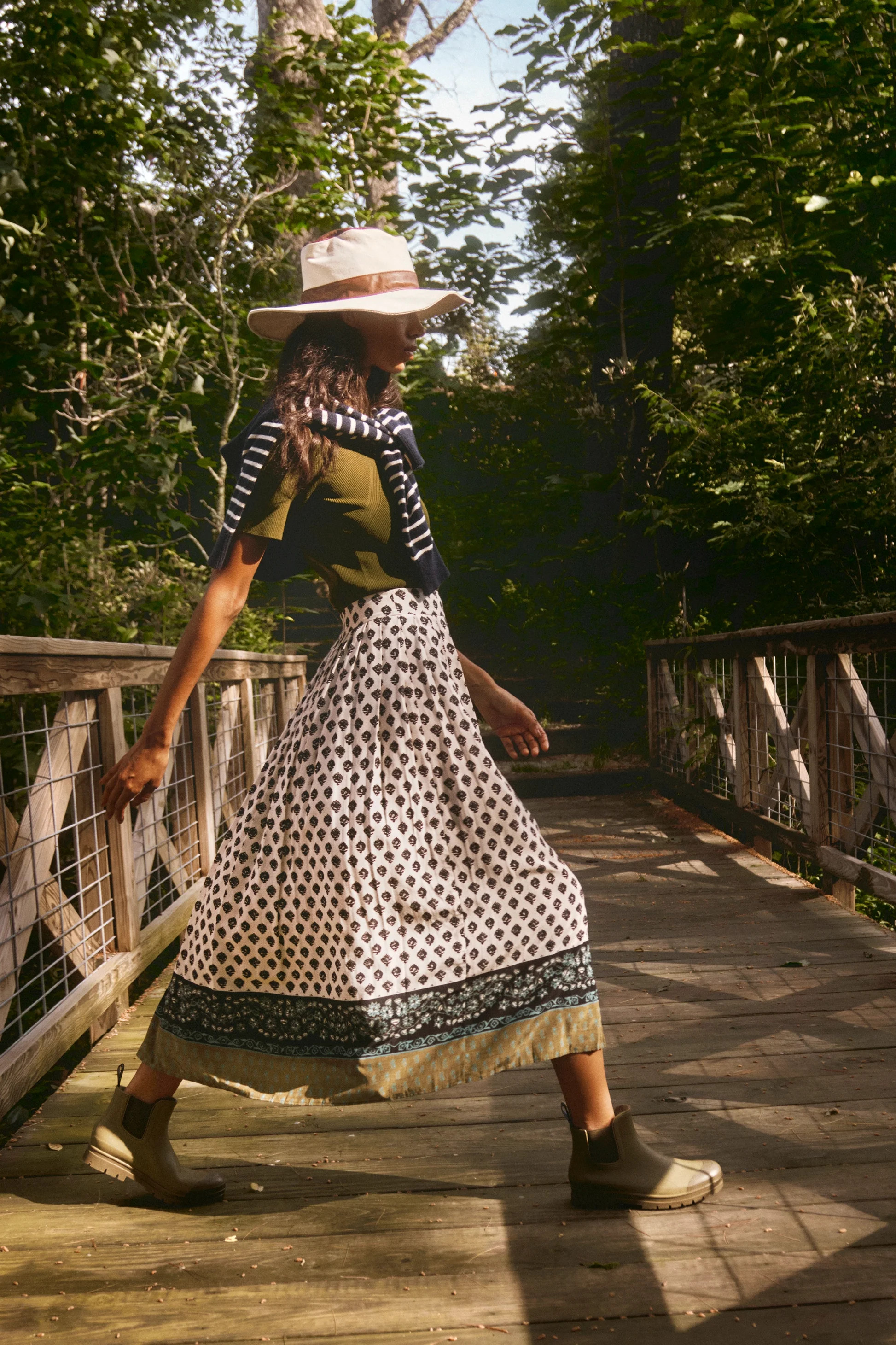 Dominic Skirt | Pleated Patterned Midi Skirt | Hunter Bell | Hunter Bell