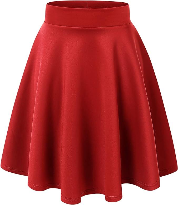 Made By Johnny Women's Basic Versatile Stretchy Flared Casual Mini Skater Skirt XS-3XL Plus Size-Mad | Amazon (US)