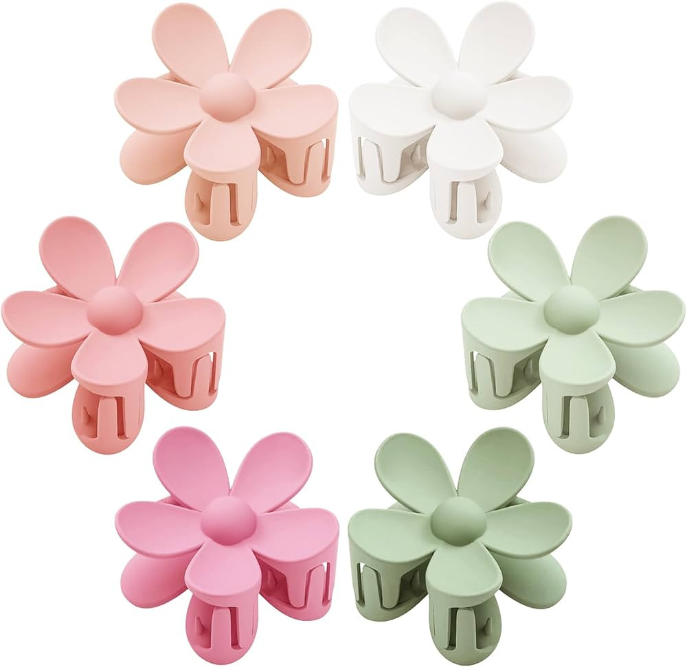 6PCS Flower Hair Clips, Matte Hair Claw Clips, Large Claw Clips For Women Thick Hair, Big Cute Da... | Amazon (US)